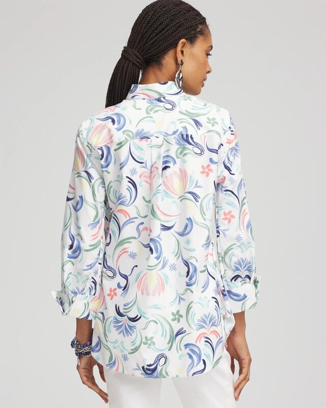 No Iron Floral Stretch Sateen Shirt - image 3